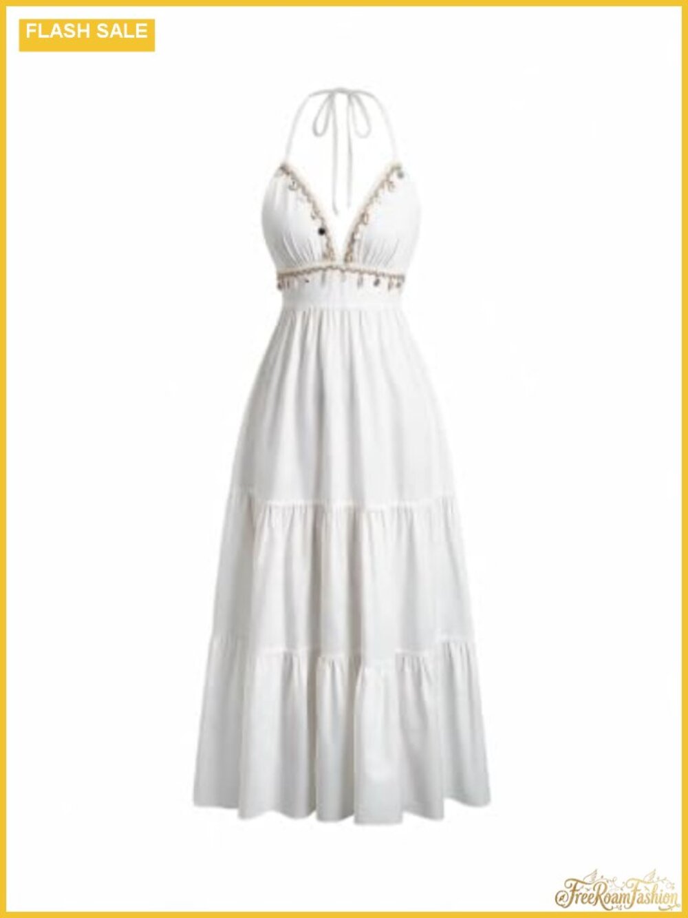 Boho Halter Maxi Dress for Women Summer Flowy Beach